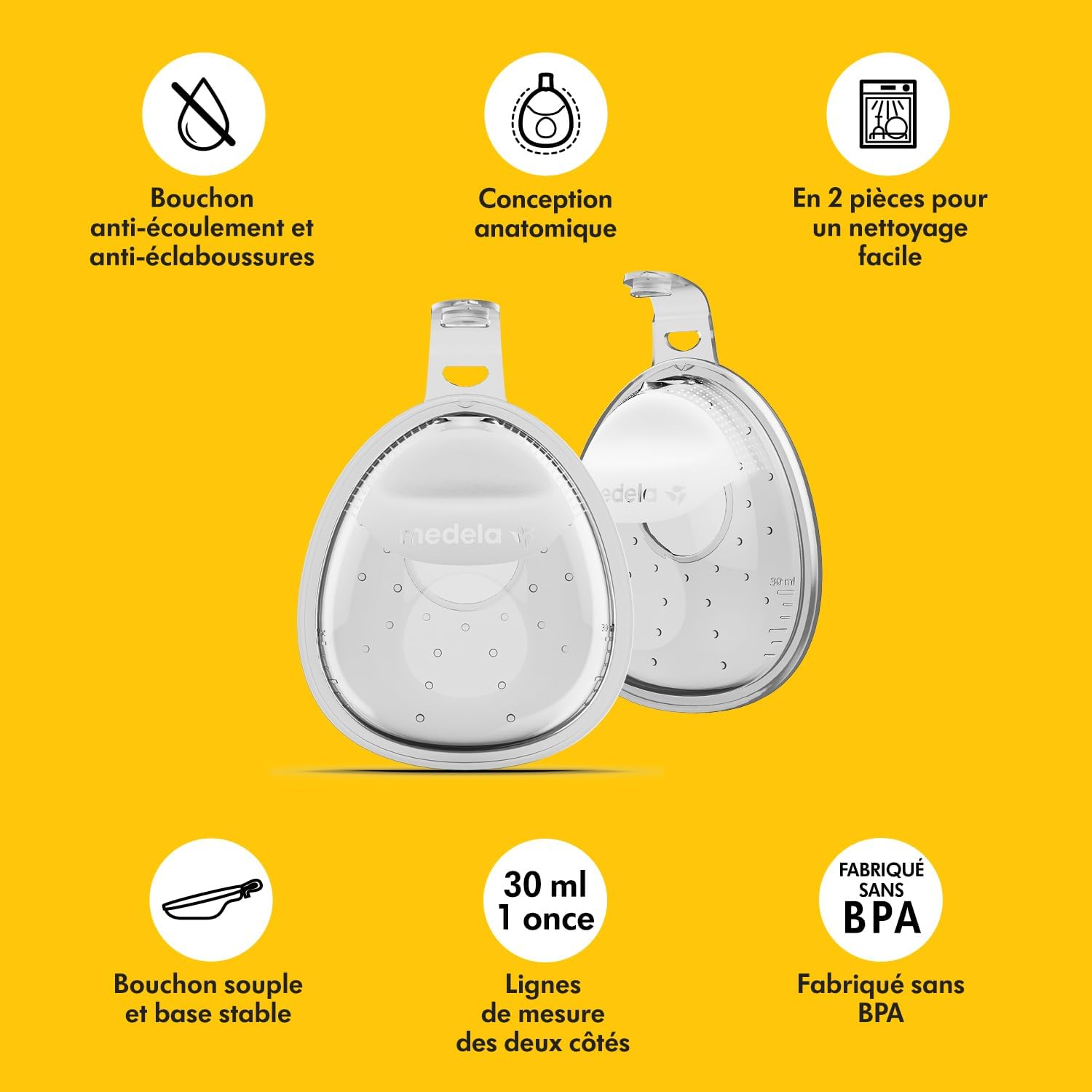 Lot de 2 Coupelles recueil lait maternel MEDELA